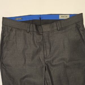 34x32 Kenneth Cole Reaction Men’s Charcoal Flat Front Dress Pants 202